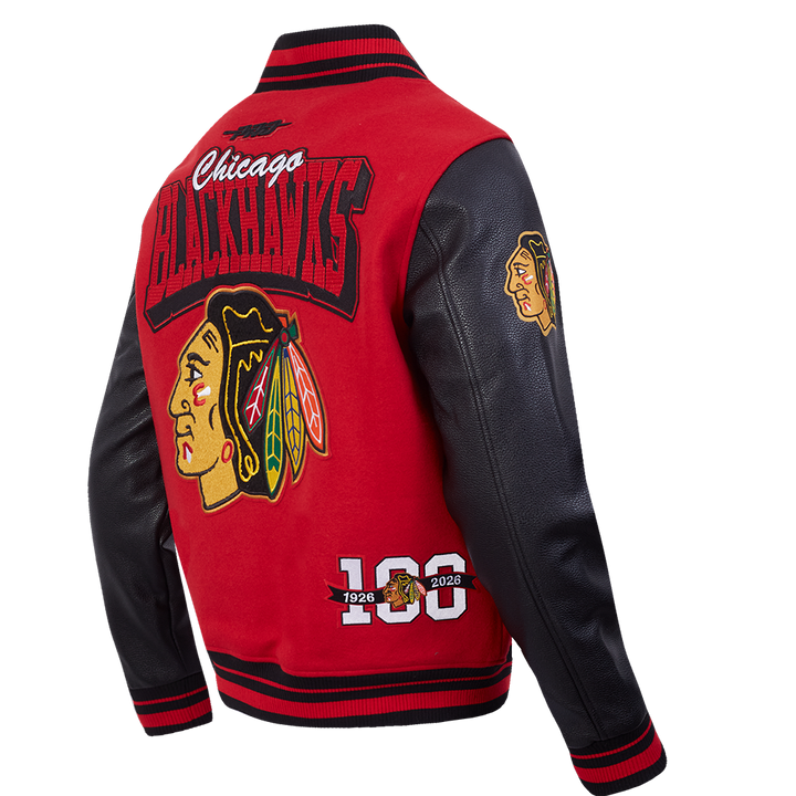 Pro Standard Chicago Blackhawks Centennial Badge Wool Varsity Jacket