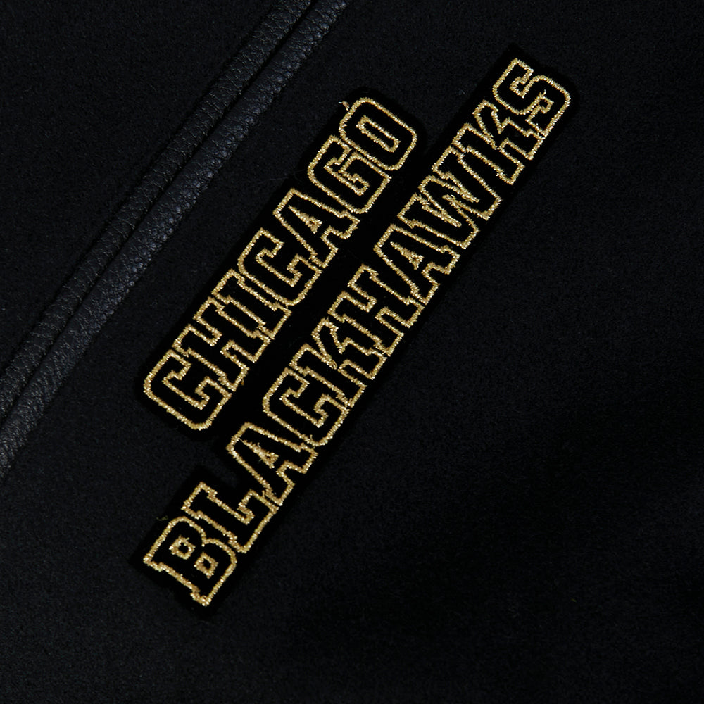 Pro Standard Chicago Blackhawks Centennial Black &amp; Gold Wool Varsity Jacket