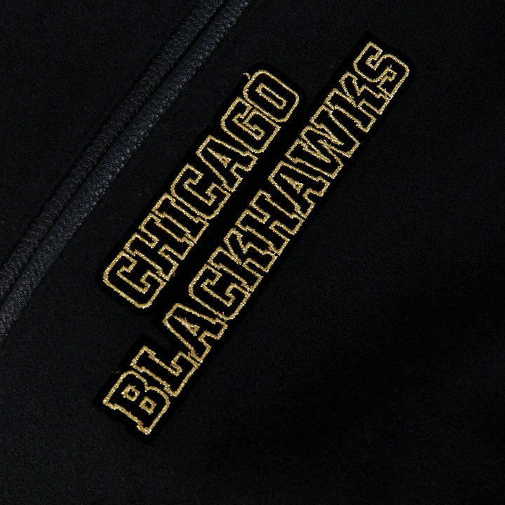 Pro Standard Chicago Blackhawks Centennial Black &amp; Gold Wool Varsity Jacket