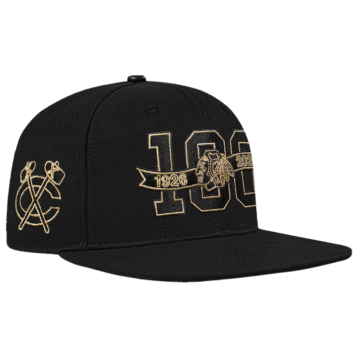 Pro Standard Chicago Blackhawks Centennial Black &amp; Gold Wool Snapback