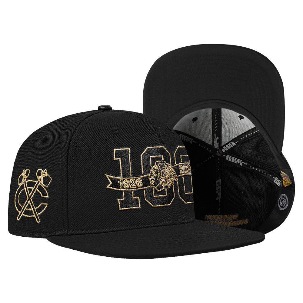 Pro Standard Chicago Blackhawks Centennial Black &amp; Gold Wool Snapback