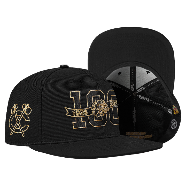 Pro Standard Chicago Blackhawks Centennial Black &amp; Gold Wool Snapback