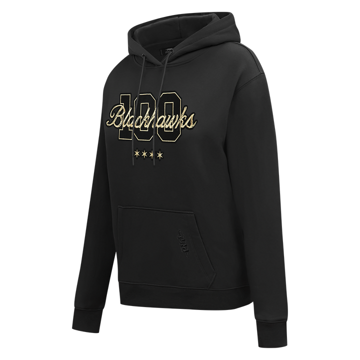 Pro Standard Chicago Blackhawks Centennial Black & Gold Women's Hoodie