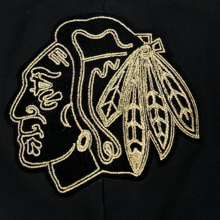 Pro Standard Chicago Blackhawks Centennial Black & Gold Women's Satin Jacket