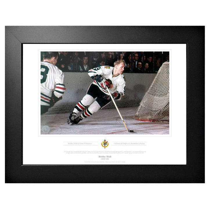 Chicago Blackhawks Framed Print 1983 Bobby Hull Black &amp; White Classic