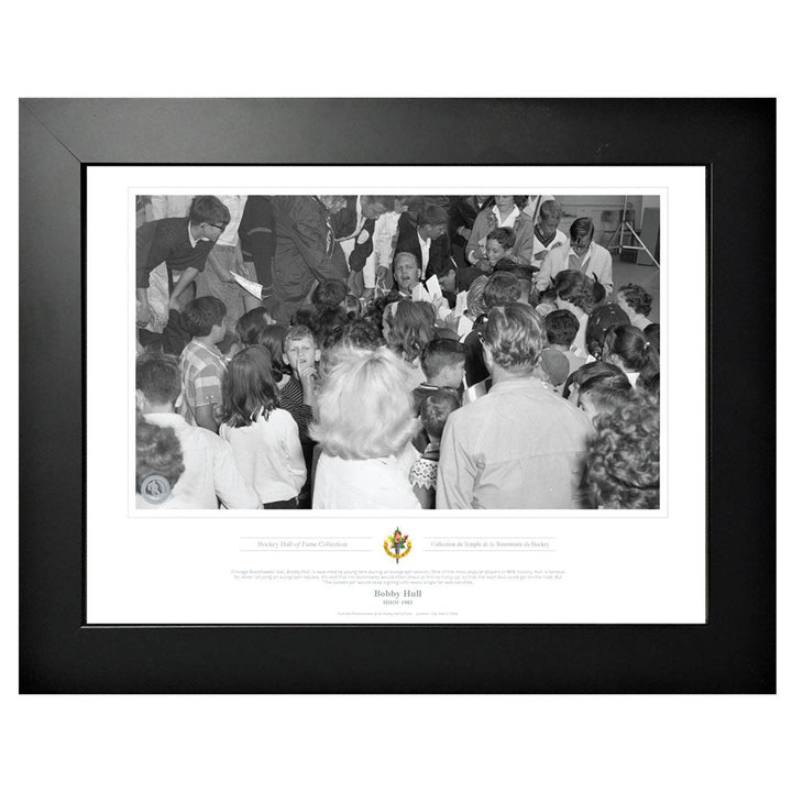Chicago Blackhawks Framed Print 1983 Bobby Hull Swarm Black &amp; White Classic