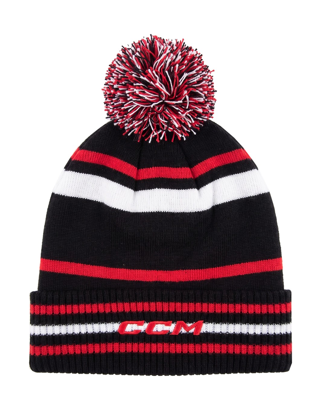 CCM Chicago Blackhawks Classic Stripe Pom Knit Hat