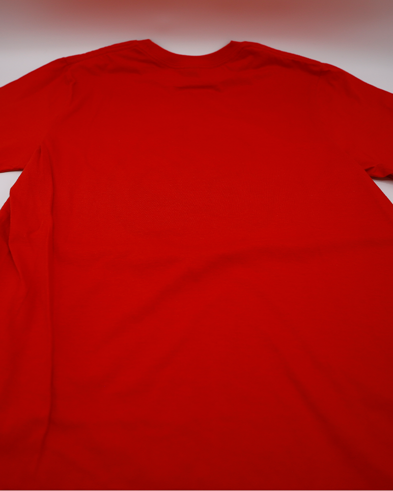 red youth short sleeve tee with Rockford IceHogs mascot Hammy on the front - back lay flat