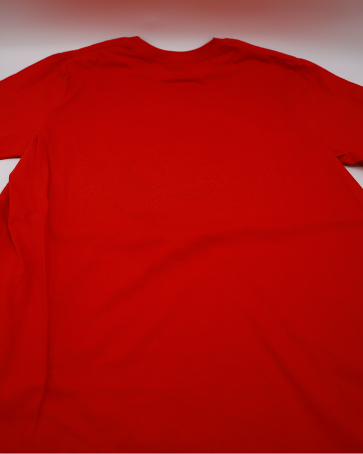 red youth short sleeve tee with Rockford IceHogs mascot Hammy on the front - back lay flat
