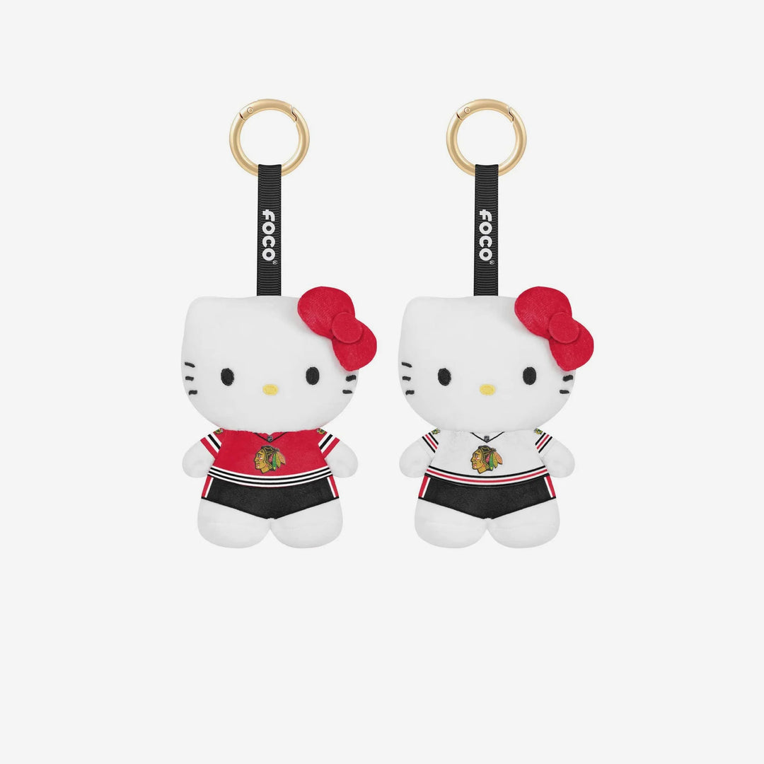 Chicago Blackhawks 2 Pack Mini Plush Hello Kitty Bag Charm Keychain