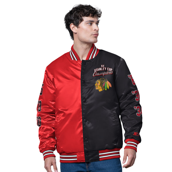 Starter Chicago Blackhawks Coin Toss 6X Stanley Cup Champs Varsity Jacket