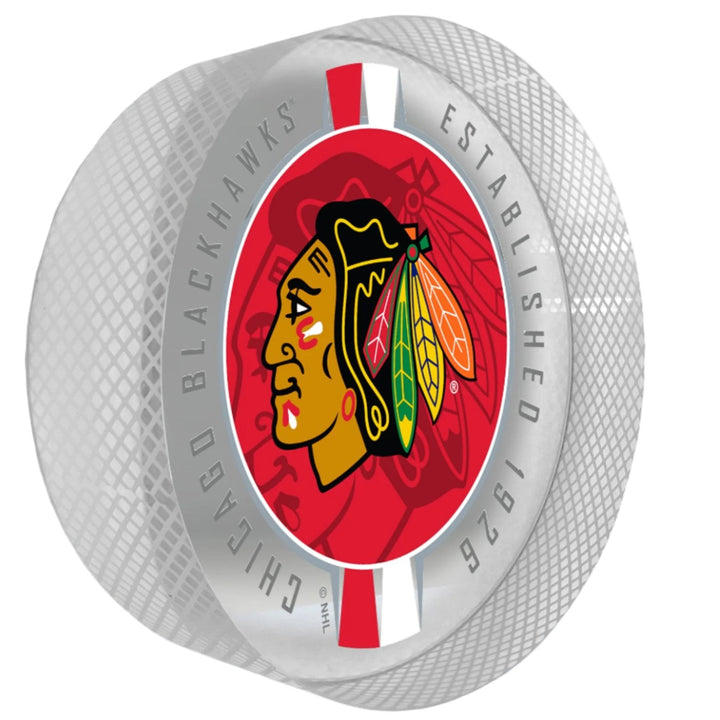 Chicago Blackhawks Puck Crystal Ribbon