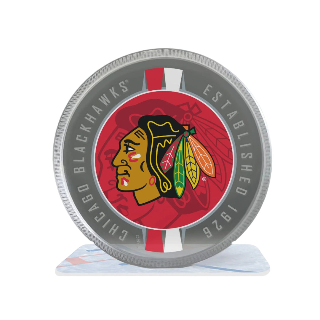 Chicago Blackhawks Puck Crystal Ribbon