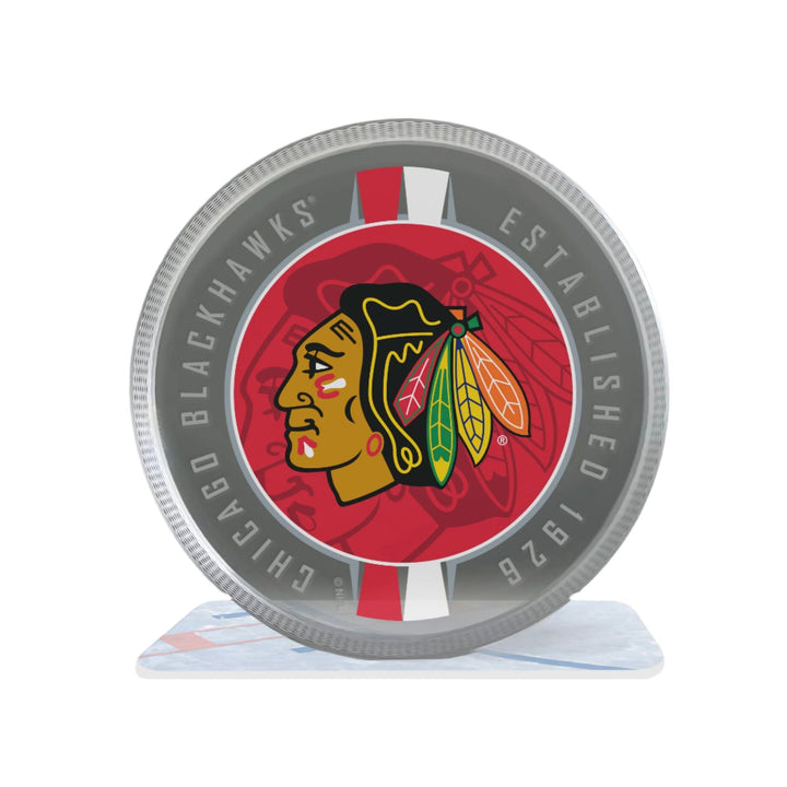 Chicago Blackhawks Puck Crystal Ribbon