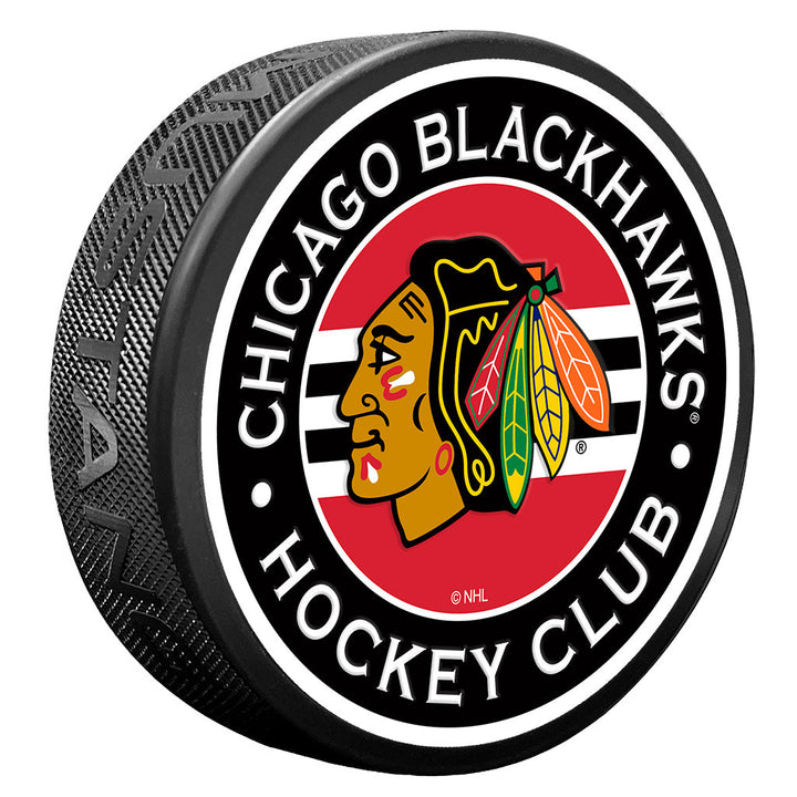 Chicago Blackhawks Striped Logo Puck