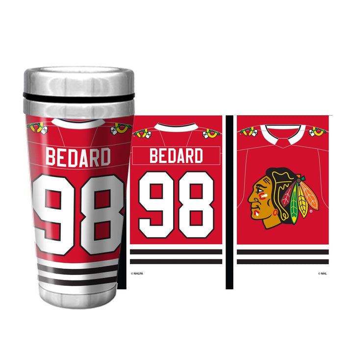 Chicago Blackhawks 16oz. Travel Mug Full Wrap Connor Bedard