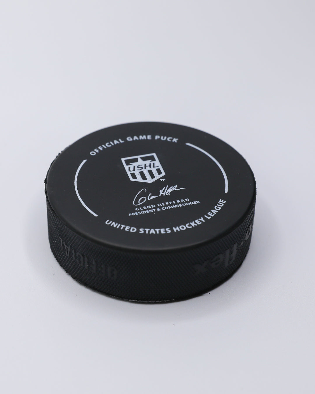 official game hockey puck of the Chicago Steel - alt angled back lay flat