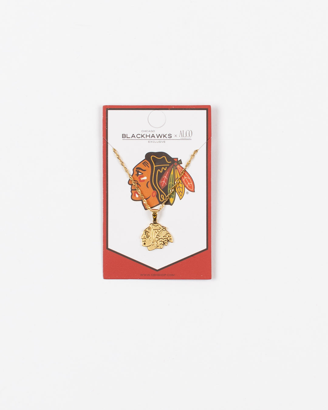 18k gold plated necklace with Chicago Blackhawks tonal logo pendant