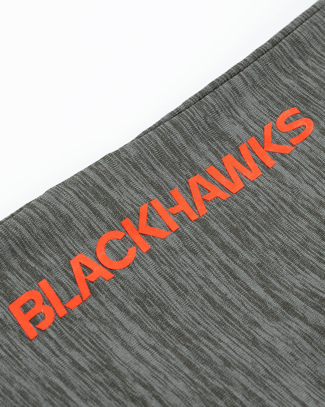 grey Fanatics quarter zip with Chicago Blackhawks primary logo on left chest and wordmark on back - alt detail lay flat