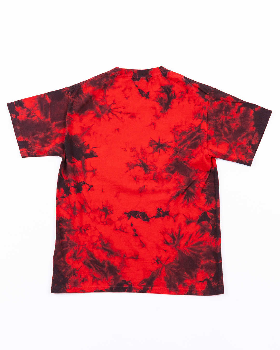 red and black tie dye Rockford IceHogs youth tee with wordmark and Hammy graphic - back lay flat