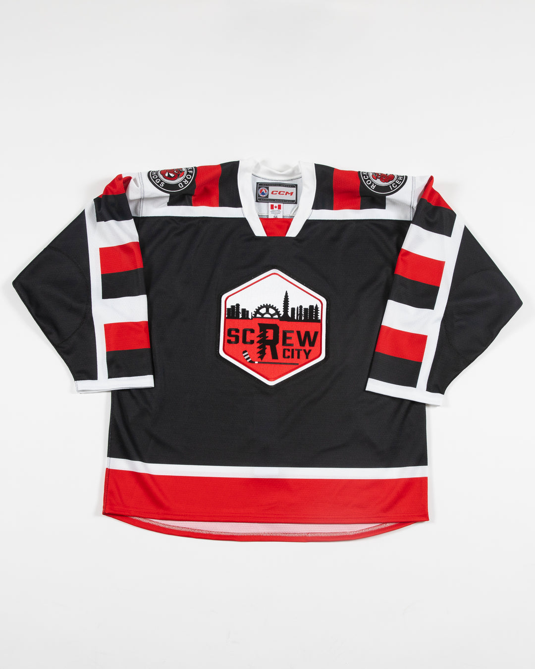 CCM Rockford IceHogs Authentic Screw City jersey - front lay flat