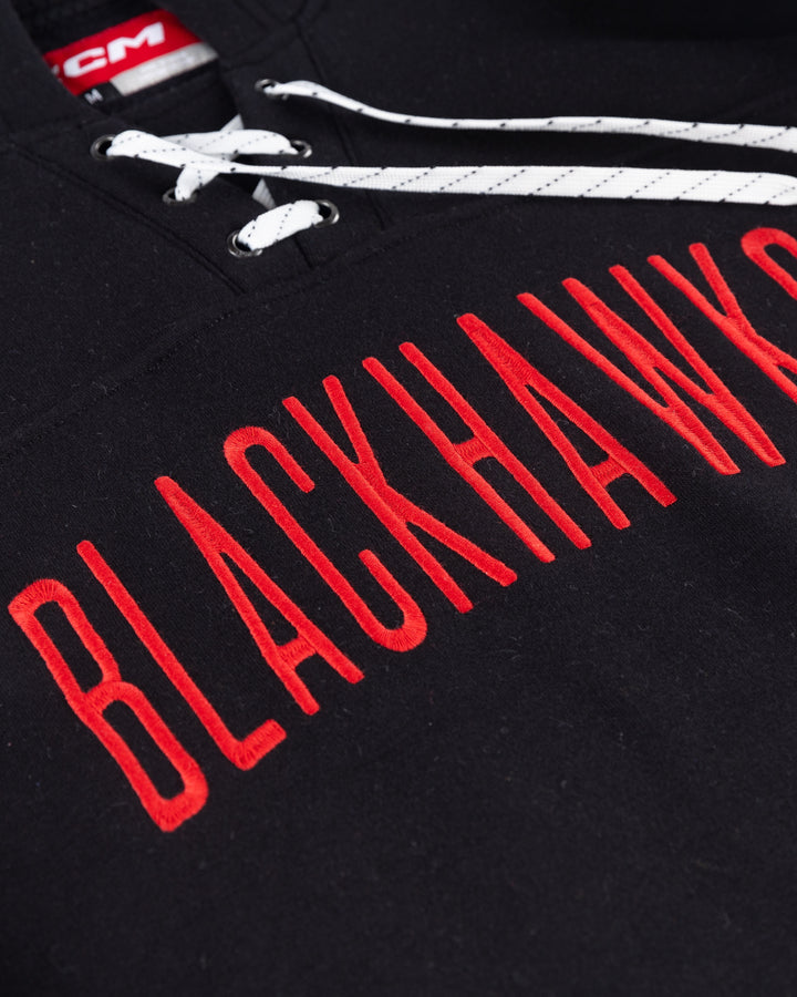 CCM Chicago Blackhawks Skate lace Wordmark Hoodie