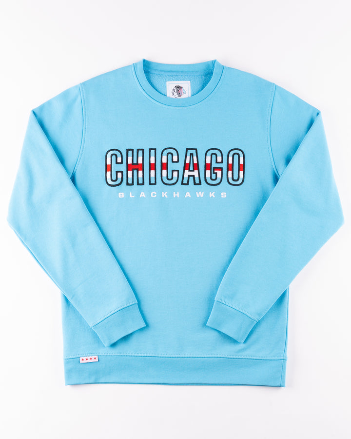 Four Stars Chicago Blackhawks Chicago Word Crewneck