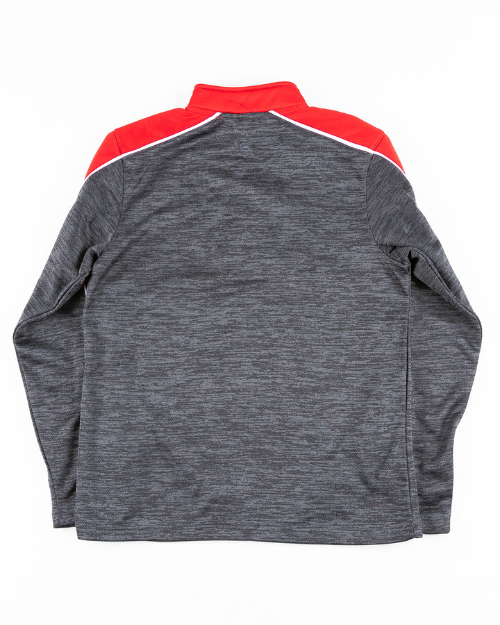 grey youth Rockford IceHogs quarter zip with red accents - back lay flat