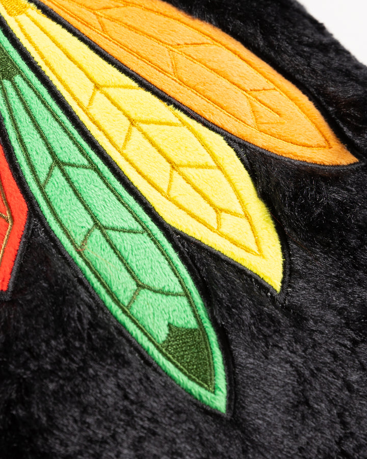 Chicago Blackhawk Tommy Hawk face cushion - detail lay flat