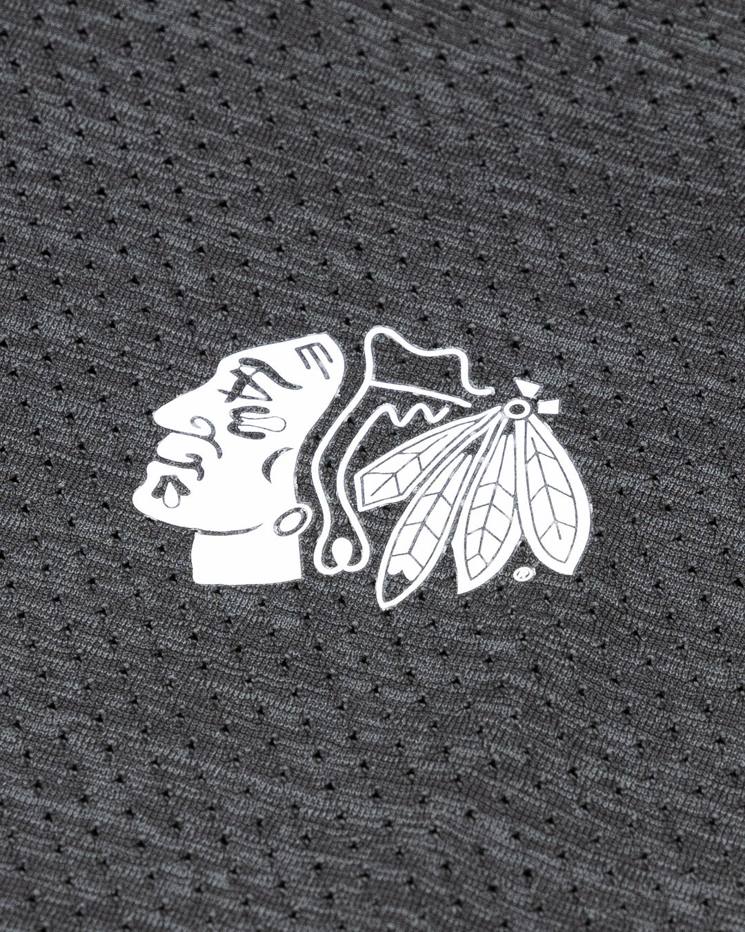 grey lululemon half zip with Chicago Blackhawks tonal primary logo printed on left chest - detail lay flat