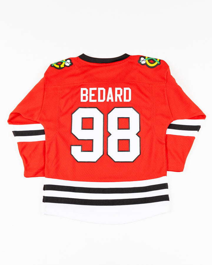 red Chicago Blackhawks Bedard kids jersey - back lay flat