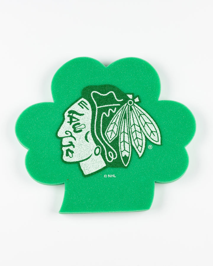 green Chicago Blackhawks shamrock foam piece - front lay flat