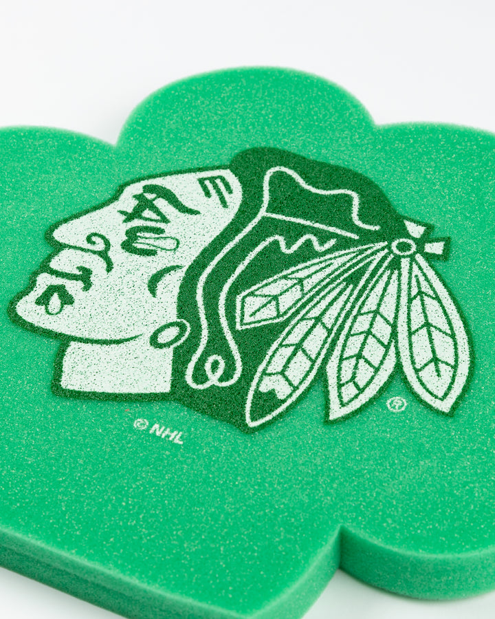 green Chicago Blackhawks shamrock foam piece - detail lay flat