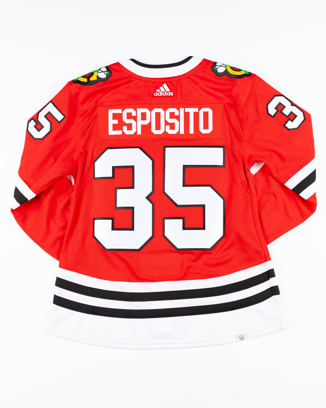 adidas Chicago Blackhawks home jersey with Tony Esposito name and number stitched - back lay flat