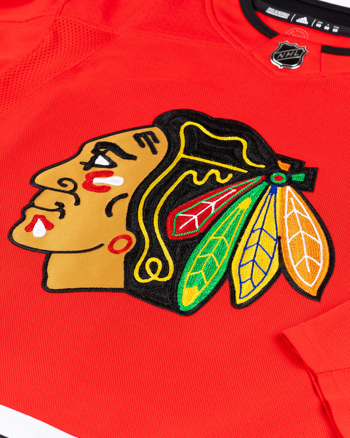 adidas Chicago Blackhawks home jersey with Tony Esposito name and number stitched - front detail lay flat