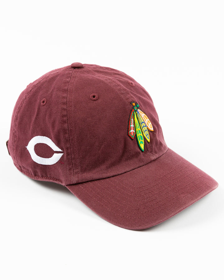 '47 brand maroon adjustable hat with University of Chicago logo on right side - right angle lay flat