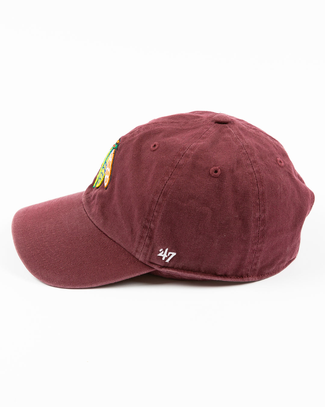 '47 brand maroon adjustable hat with University of Chicago logo on right side - left side lay flat