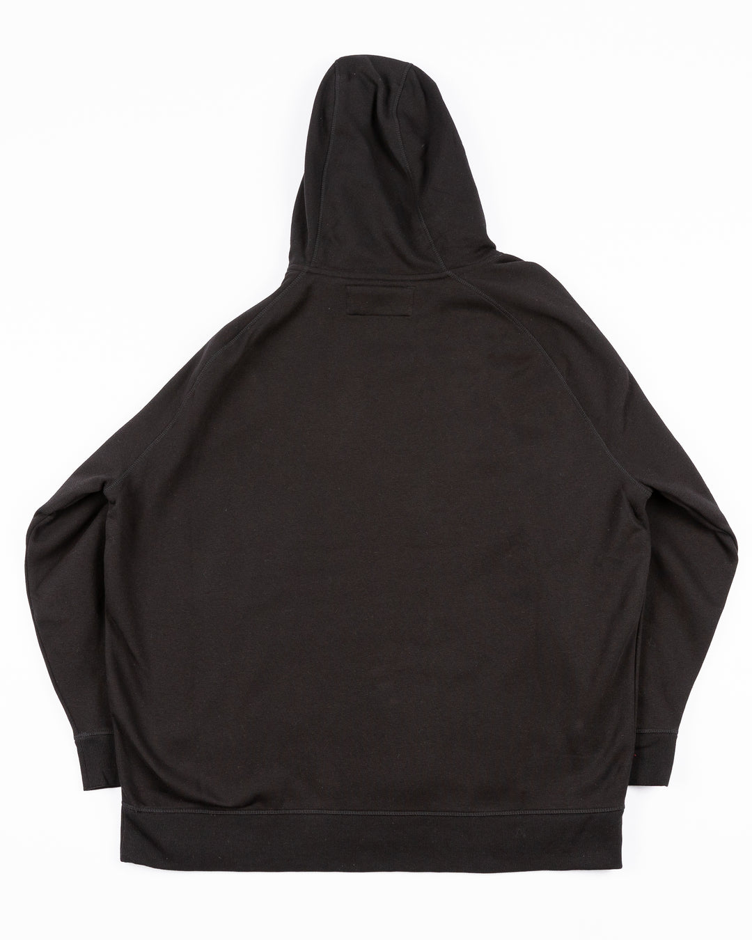 black big & tall Antigua hoodie with embroidered Chicago Blackhawks primary logo on left chest - back lay flat