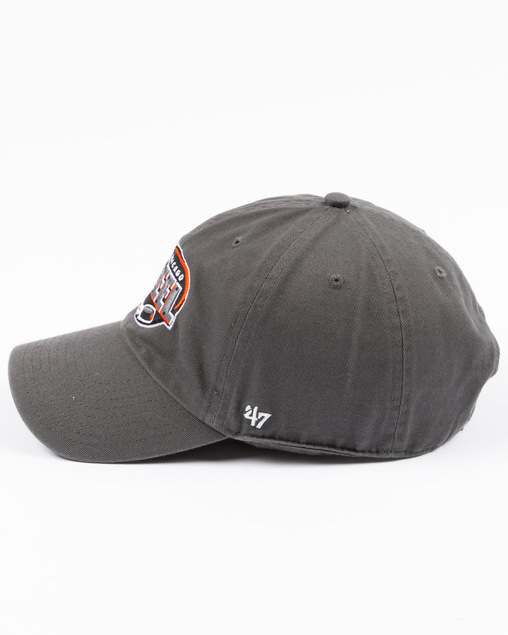 charcoal grey '47 brand clean up adjustable cap with embroidered Chicago Steel logo on front - left side lay flat