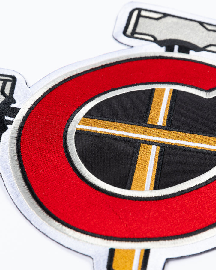 large patch of Chicago Steel alternate logo - detail lay flat