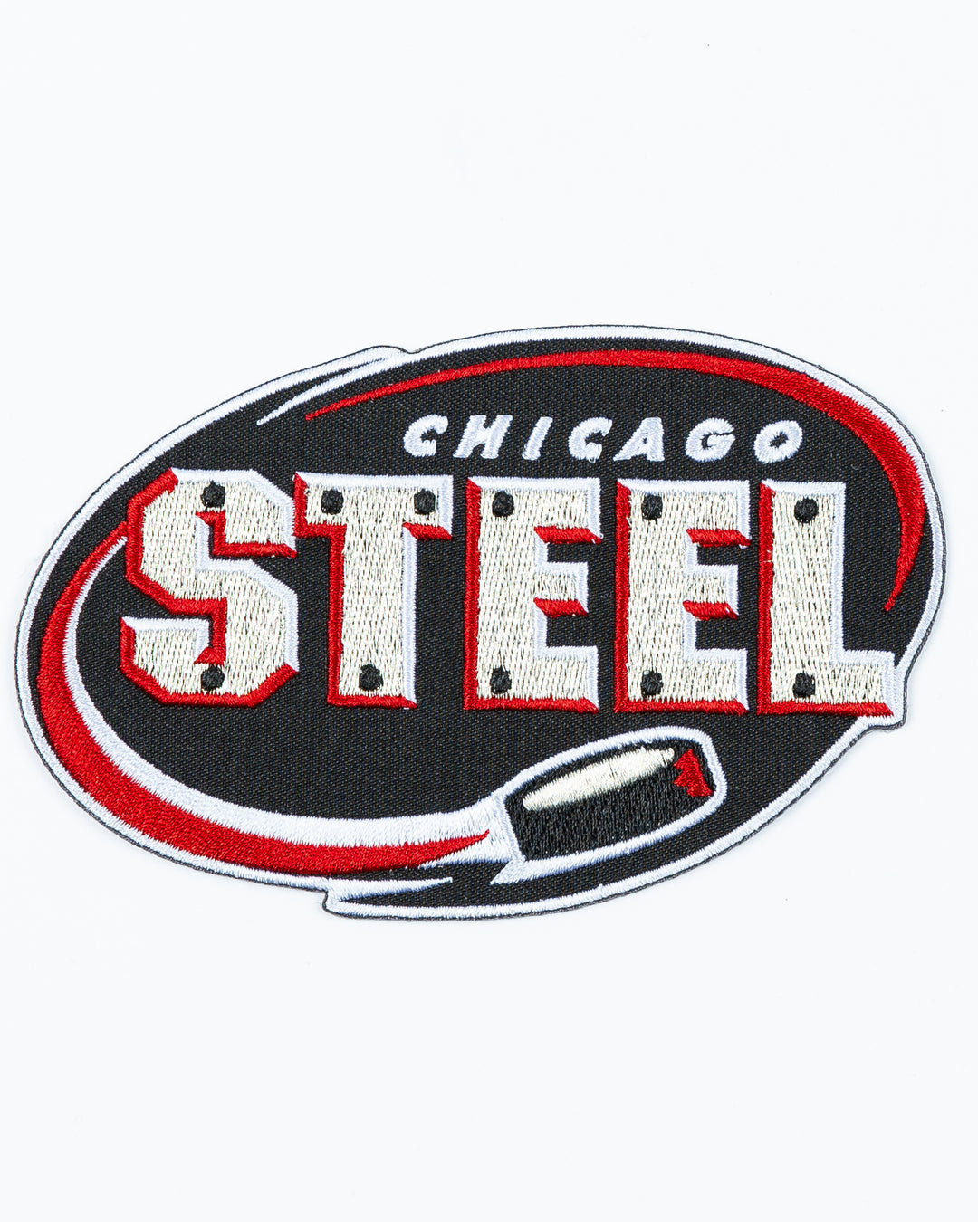 fabric patch of Chicago Steel main logo - front lay flat