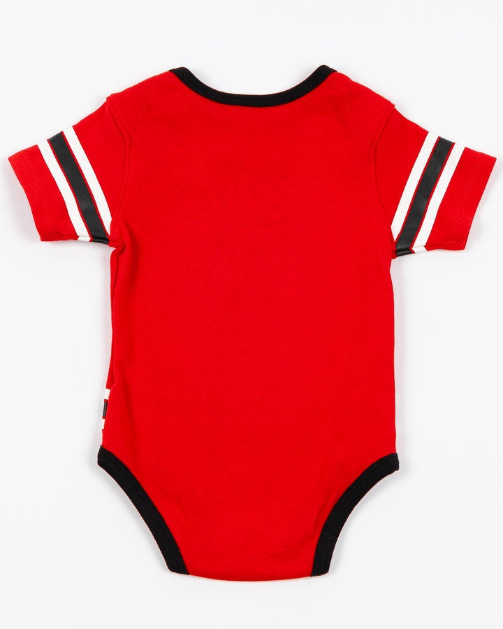 red Chicago Blackhawks jersey-inspired infant jersey - back lay flat