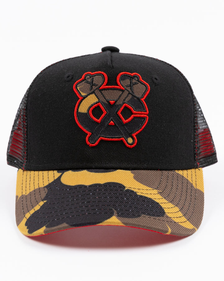 Youth Chicago Blackhawks Camo Mesh Back Trucker Cap