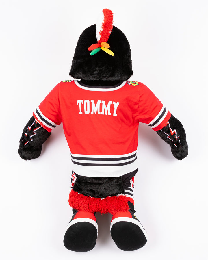 35 inch Chicago Blackhawks mascot Tommy Hawk plush - back lay flat