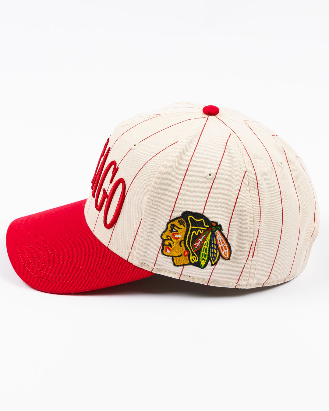 Chicago Blackhawks x Alice & Wonder Pinstripe Roscoe Snapback Cap