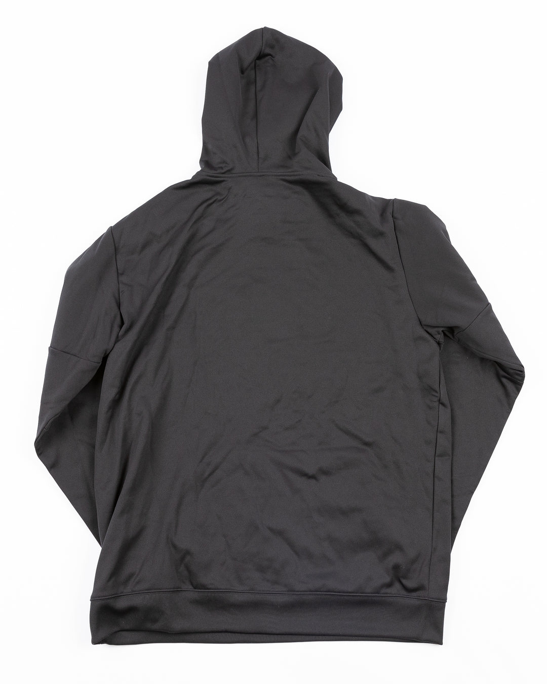 black Sportek hoodie with Rockford IceHogs wordmark and logo across front with white stripes on shoulders - back lay flat