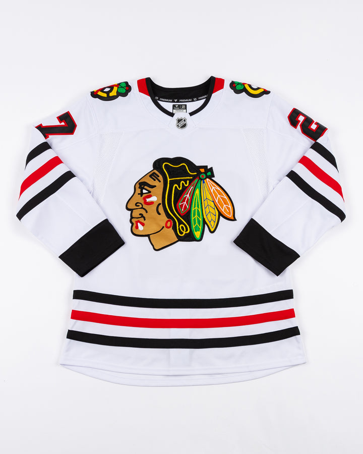 white Fanatics Chicago Blackhawks Premium jersey with Jeremy Roenick name and number - front lay flat