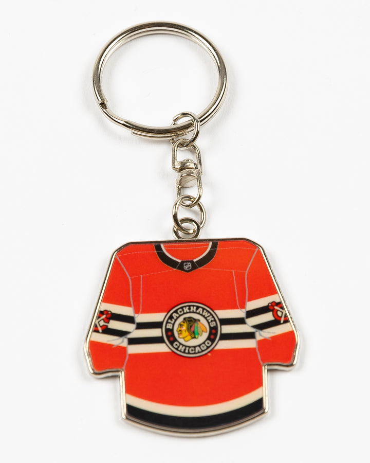 Chicago Blackhawks keychain of 2024-25 Winter Classic jersey - front lay flat