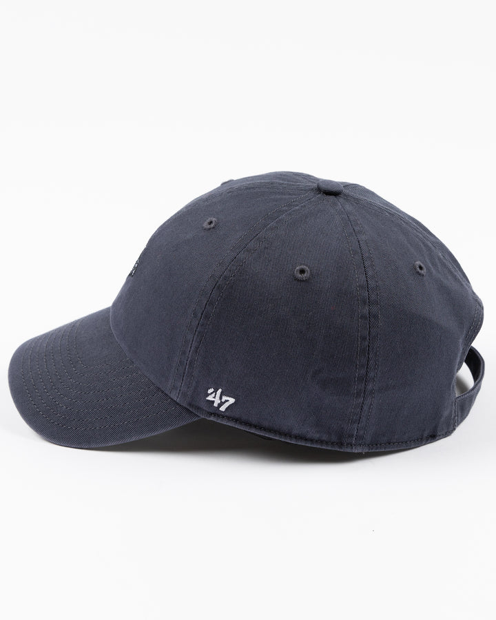 navy '47 brand clean up cap with mini tonal Chicago Blackhawks primary logo embroidered on front - left side lay flat