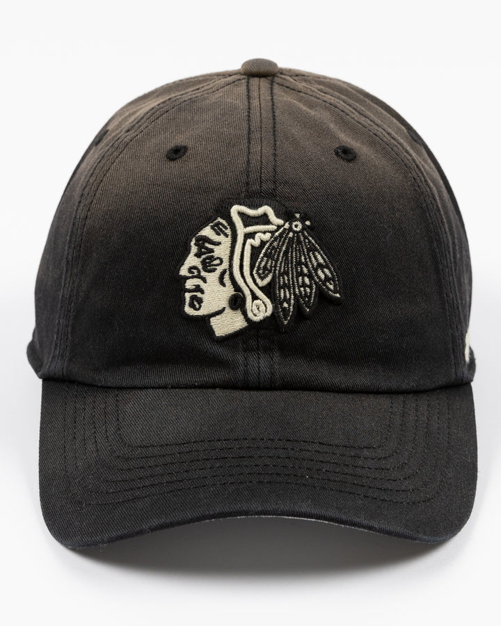 dusted gradient black '47 adjustable cap with tonal embroidered Chicago Blackhawks primary logo on front - front lay flat